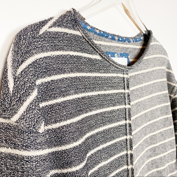 Anthropologie Devin Textured Sweatshirt Navy White - Picture 6 of 8
